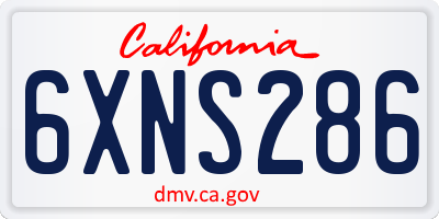 CA license plate 6XNS286