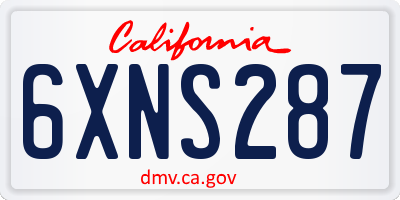 CA license plate 6XNS287