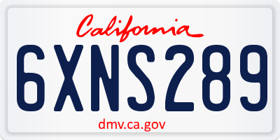 CA license plate 6XNS289