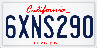CA license plate 6XNS290