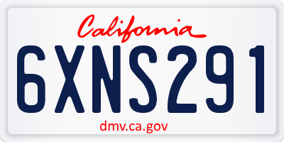 CA license plate 6XNS291