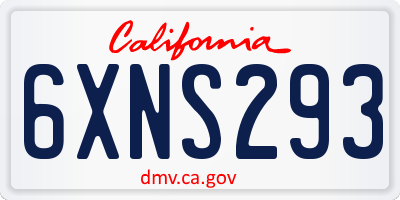 CA license plate 6XNS293