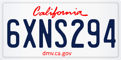 CA license plate 6XNS294