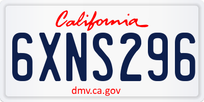 CA license plate 6XNS296