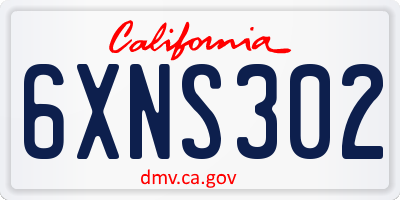 CA license plate 6XNS302