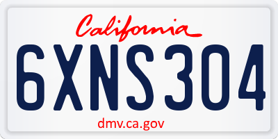 CA license plate 6XNS304