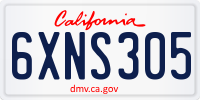 CA license plate 6XNS305