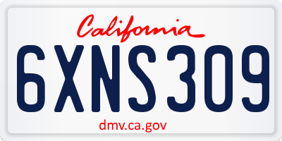 CA license plate 6XNS309