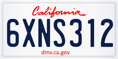CA license plate 6XNS312