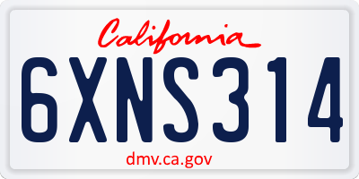 CA license plate 6XNS314