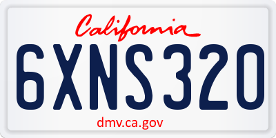 CA license plate 6XNS320
