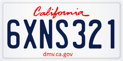 CA license plate 6XNS321