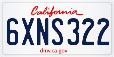 CA license plate 6XNS322