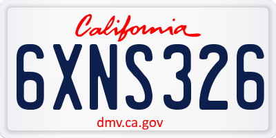CA license plate 6XNS326