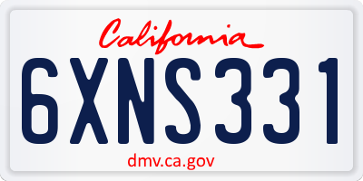 CA license plate 6XNS331