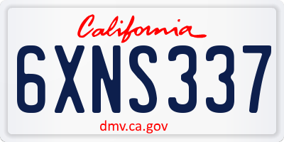 CA license plate 6XNS337