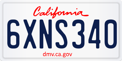CA license plate 6XNS340