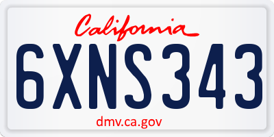 CA license plate 6XNS343