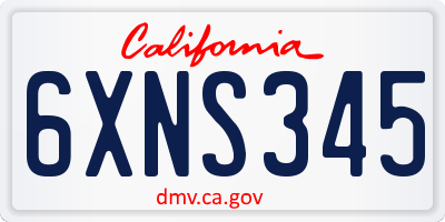 CA license plate 6XNS345