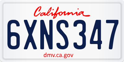CA license plate 6XNS347