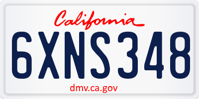 CA license plate 6XNS348