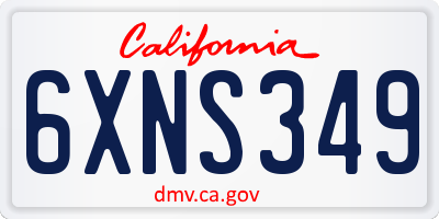 CA license plate 6XNS349