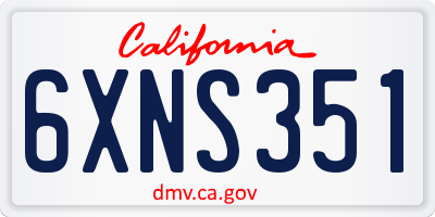 CA license plate 6XNS351