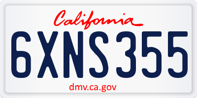 CA license plate 6XNS355