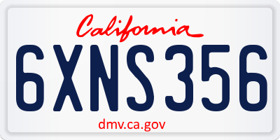 CA license plate 6XNS356