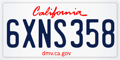 CA license plate 6XNS358