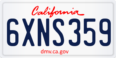 CA license plate 6XNS359