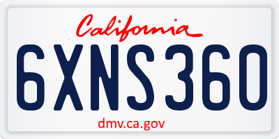 CA license plate 6XNS360