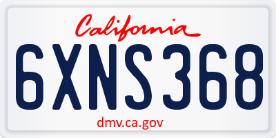 CA license plate 6XNS368