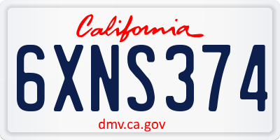 CA license plate 6XNS374