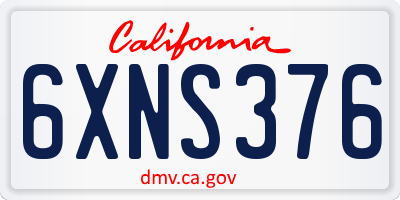 CA license plate 6XNS376