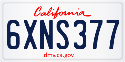 CA license plate 6XNS377
