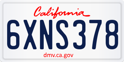 CA license plate 6XNS378