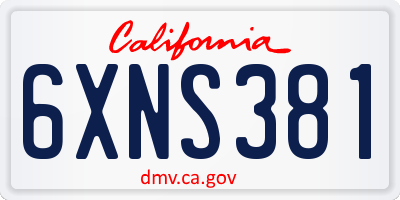 CA license plate 6XNS381