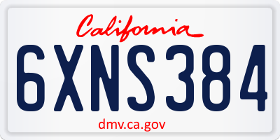 CA license plate 6XNS384