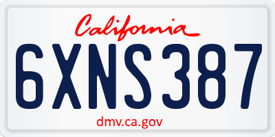 CA license plate 6XNS387