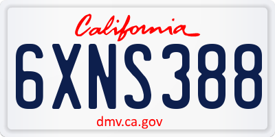 CA license plate 6XNS388