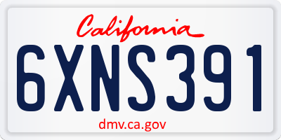 CA license plate 6XNS391
