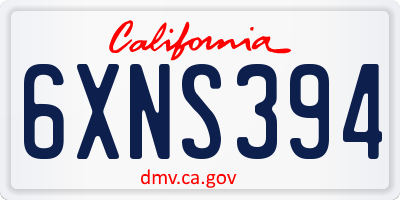 CA license plate 6XNS394