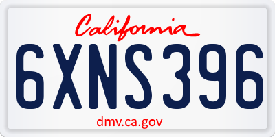 CA license plate 6XNS396