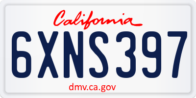 CA license plate 6XNS397