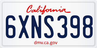 CA license plate 6XNS398