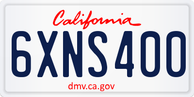 CA license plate 6XNS400