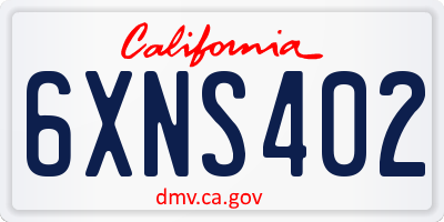 CA license plate 6XNS402