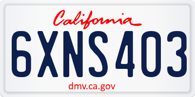 CA license plate 6XNS403