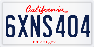 CA license plate 6XNS404